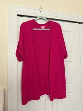 Lilly Pulitzer Fuchsia Open-Front Short-Sleeve Cardigan